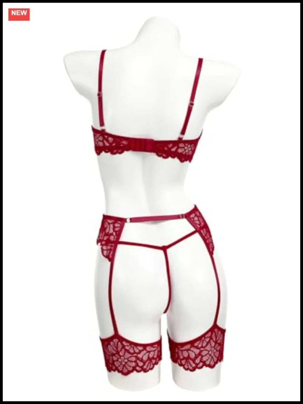 3 Piece Lace Teddy Babydoll Lingerie Set with Garter Belt